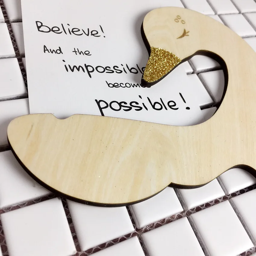 5 шт. деревянный с шелковым бантом украшенное лебедем вешалка для одежды