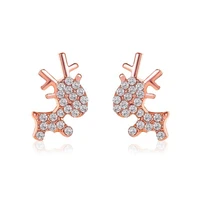 christmas elk earrings women cute korean fawn 2020 trend exquisite rhinestone animal stud earrings xmas gifts