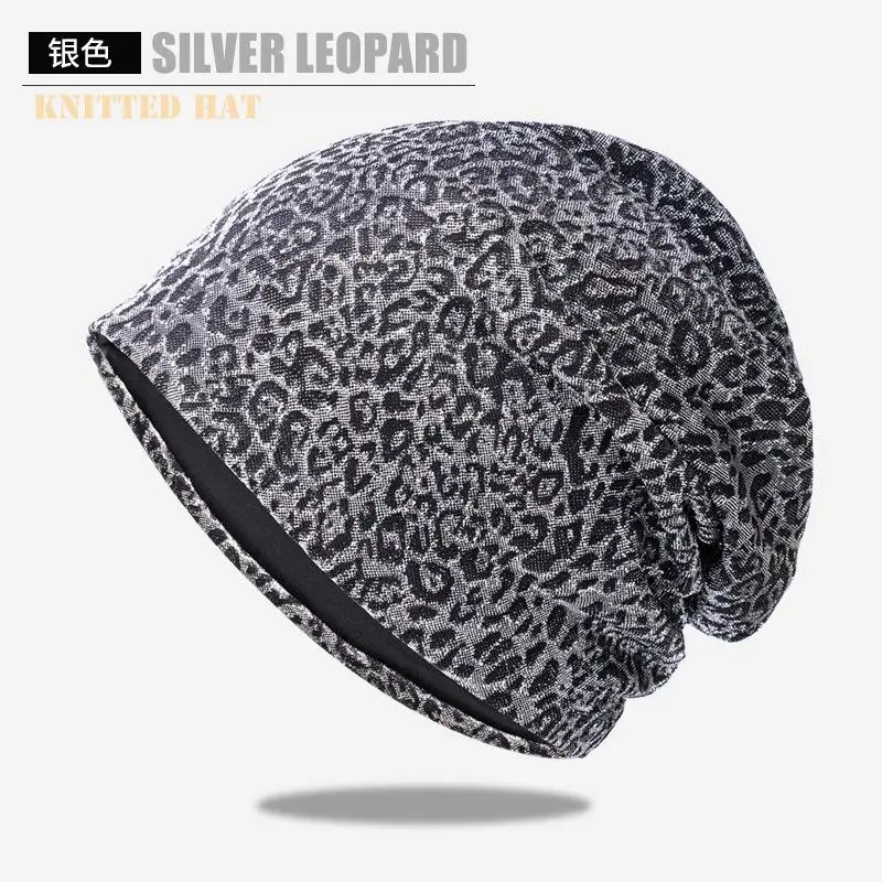

LDSLYJR 2021 весна-осень хлопковая вязаная шапка с леопардовым узором теплые шапочки шапка облегающая шапка для мужчин и женщин 26
