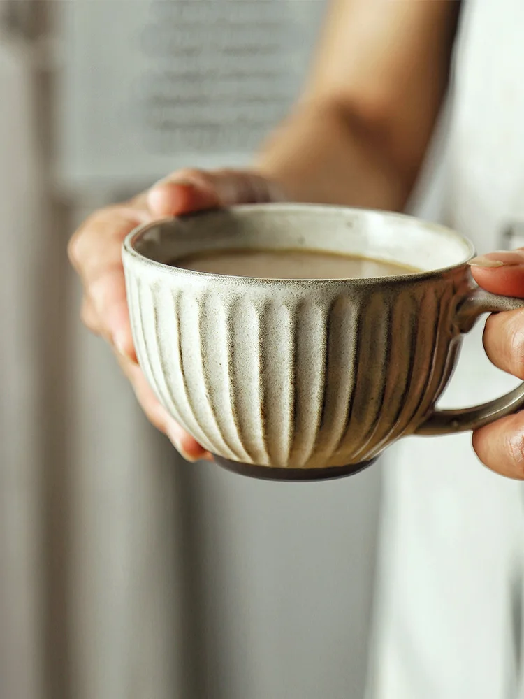 

Creativity Japanese-style Vintage House-hood Cups Couple Ceramic Coffee Mugs Breakfast Milk Stoneware Mugs Cup and Saucer 350 ml