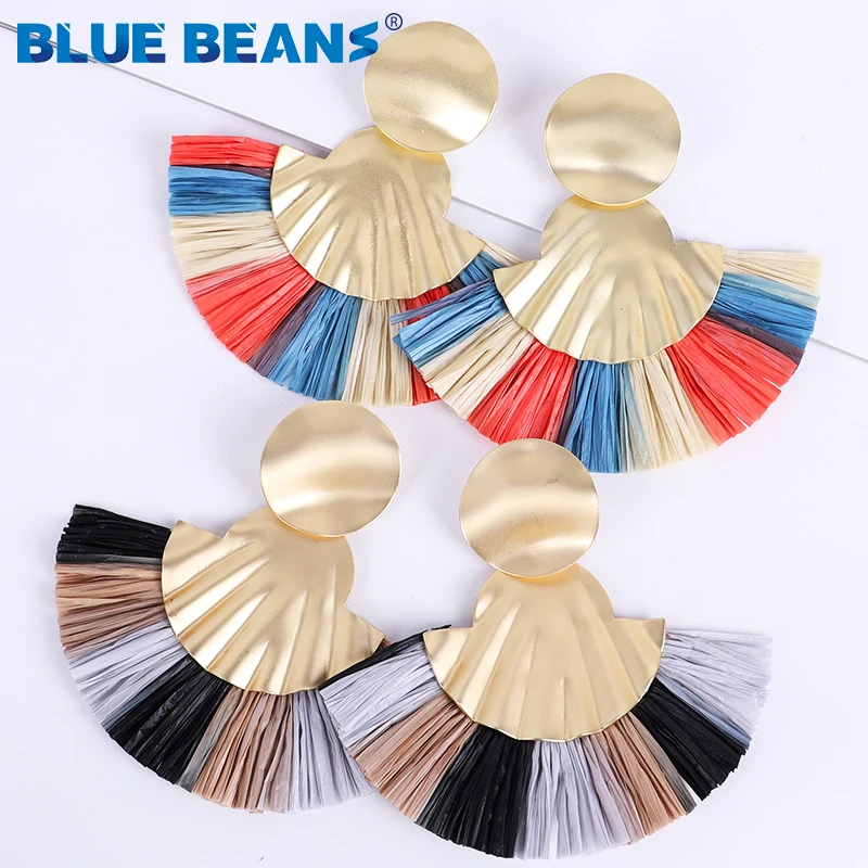 Женские Висячие серьги Boho большие геометрические с бахромой летние ювелирные