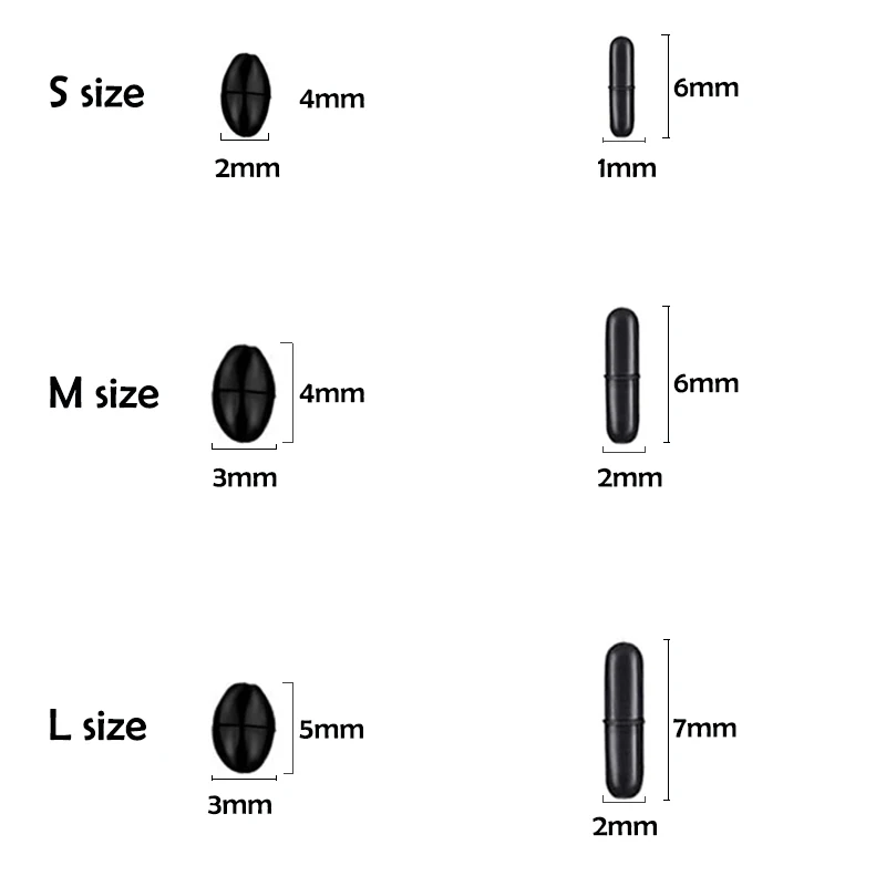 600 шт. 6 в 1 пакет резиновые бобы овальная пробка рыболовный поплавок плавающий S M L