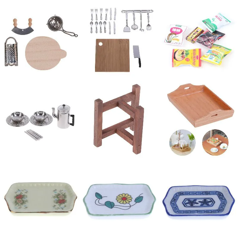 

Миниатюрный Кукольный домик Multi 1/12, миниатюрная модель, мини-тарелка, поднос, ложка, посуда, ролевая игра, кукла, кухонные принадлежности