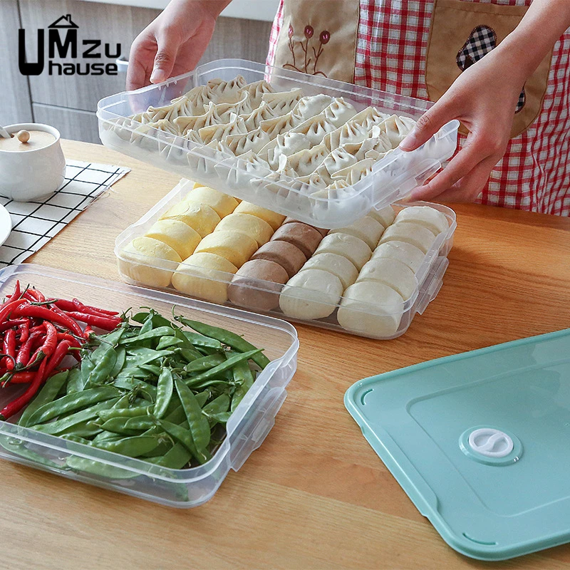 

Food Storage Boxes Dumpling Vegetable Fruit Pastry Tray Organizer Stackable Case Refrigerator Fridge Kitchen Holder Organization