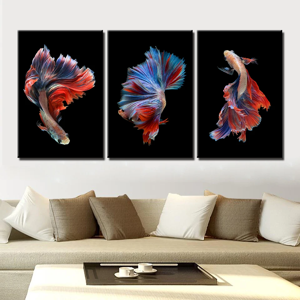 Абстрактный животных Betta холст с рыбой HD печать фотографии Wall Art Плакаты Картины