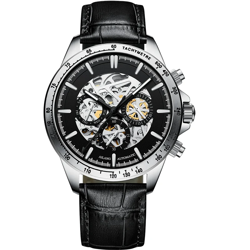 

AILANG Men's Watch 2021 New Mechanical Watch Full Automatic Luminous Waterproof Black Technology 316L Stainless Steel Watch