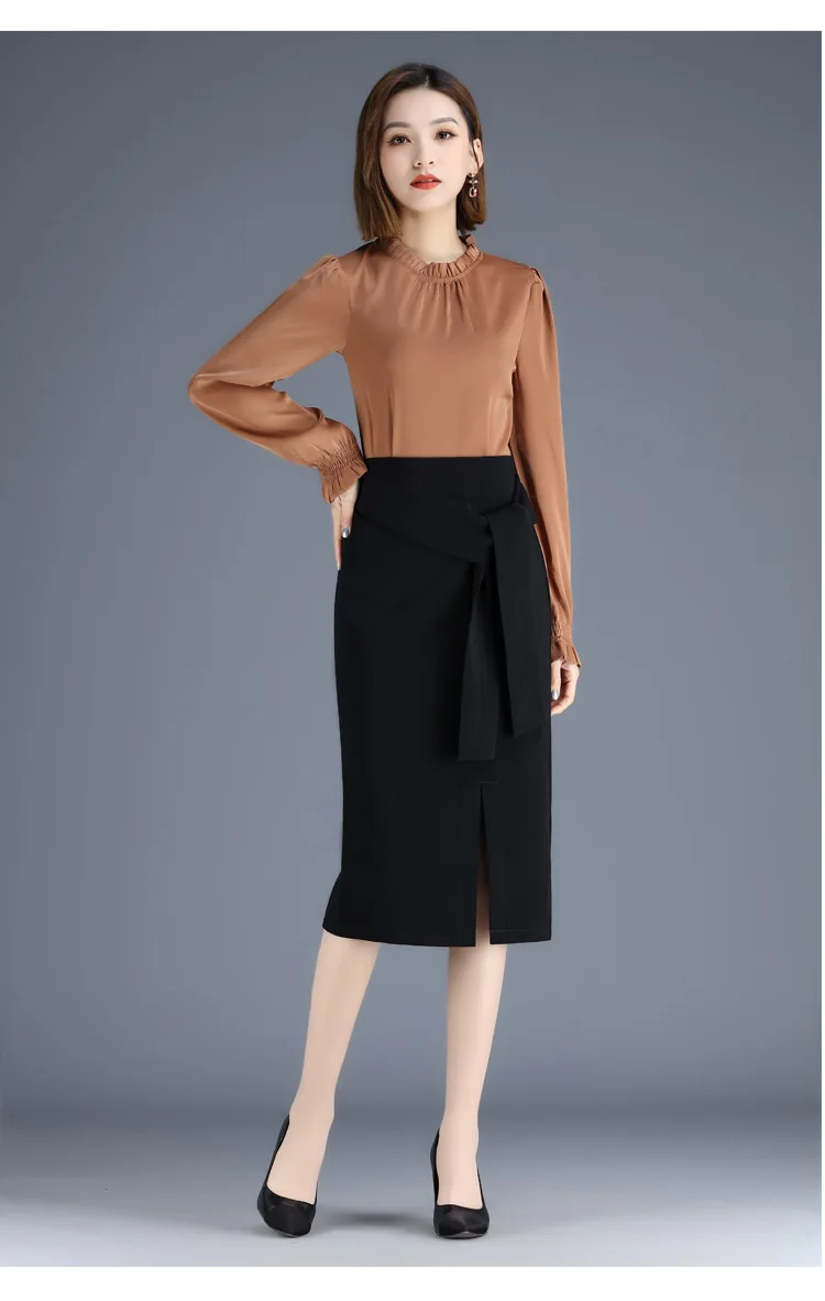 

Spring Autumn Women High Waist Black Mid-long Skirt Office Lady Elegant Slim Casual Formal Bandage Work Skirt Plus Size 4XL 1619