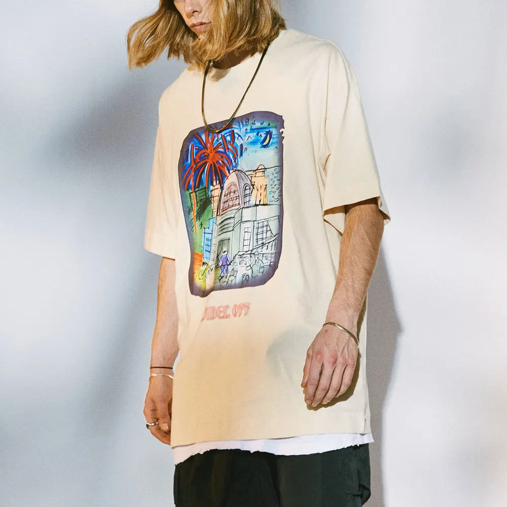 LINDSEY SEADER SEASIDE TOWN TEE 2020 Men Hip Hop T Shirt Streetwear Summer Short Sleeve Loose Cotton T-Shirt Harajuku | Мужская одежда