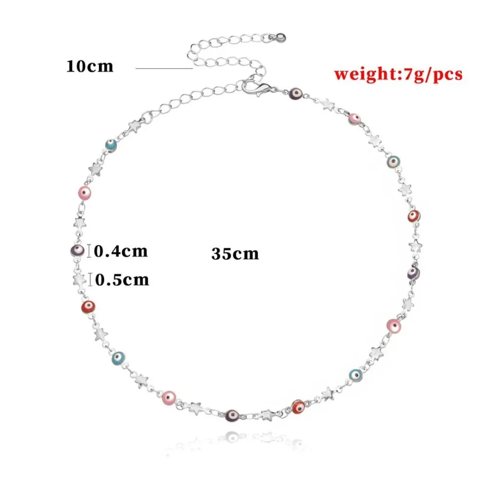 

2020 New Trend Evil Eye Choker Necklace for Women Gold Color Clavicle Chain Beads Necklace With Charms Jewelry Christmas Gift