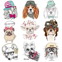 iron on transfer cute animal patches for clothing dog badges stickers on clothes for kids t shirt diy appliques thermo transfers