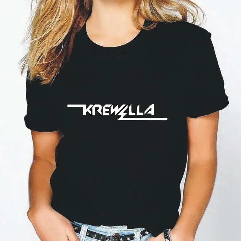 Футболка женская с коротким рукавом смешной принт надписью Krewella Повседневный