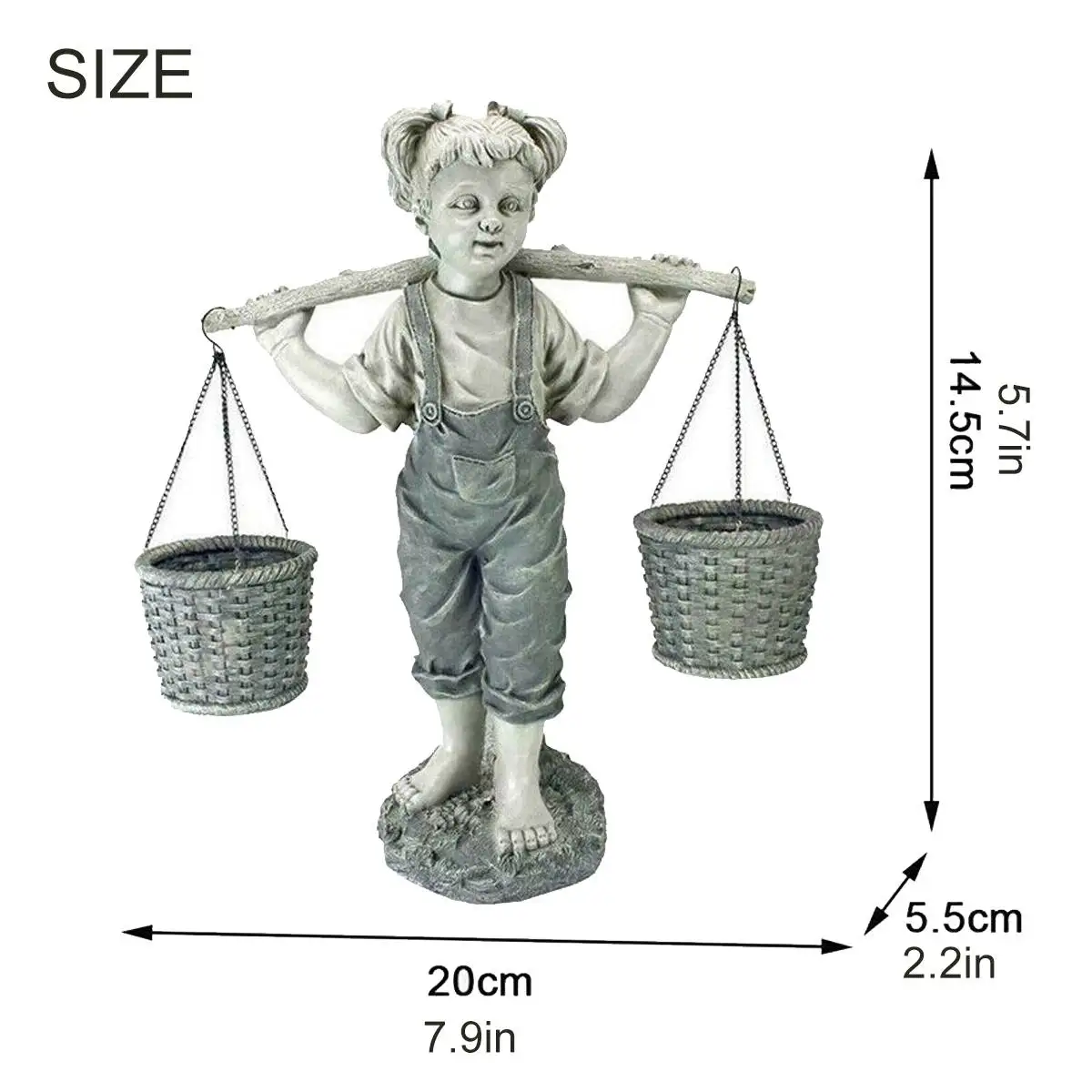 

20cm Two Stone Garden Statues Resin Decor Little Felicitys Girl Flower For Yard Sculptures Outdoor Home Garden Tabletop Ornament