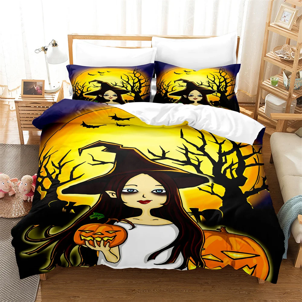

3D Halloween Set Queen Bedding Duvet Cover Set Bedding Set Bed Cover Cotton Queen Bedroom Bed Cover Set Bed Set Bedding