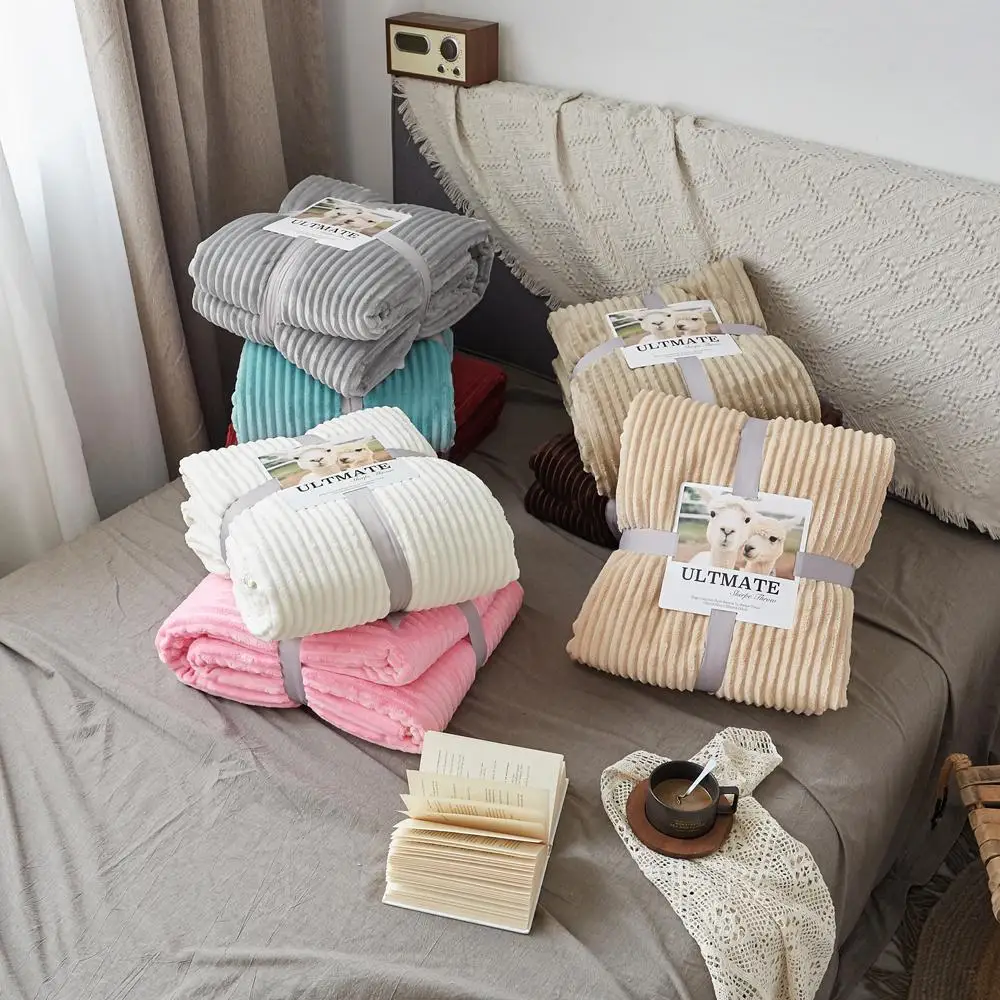

47 Papa&Mima 3D Solid Color Beige Winter warm Throws Thread Blanket thick Bedcover Sherpa Polyester Twin Queen Bedspread