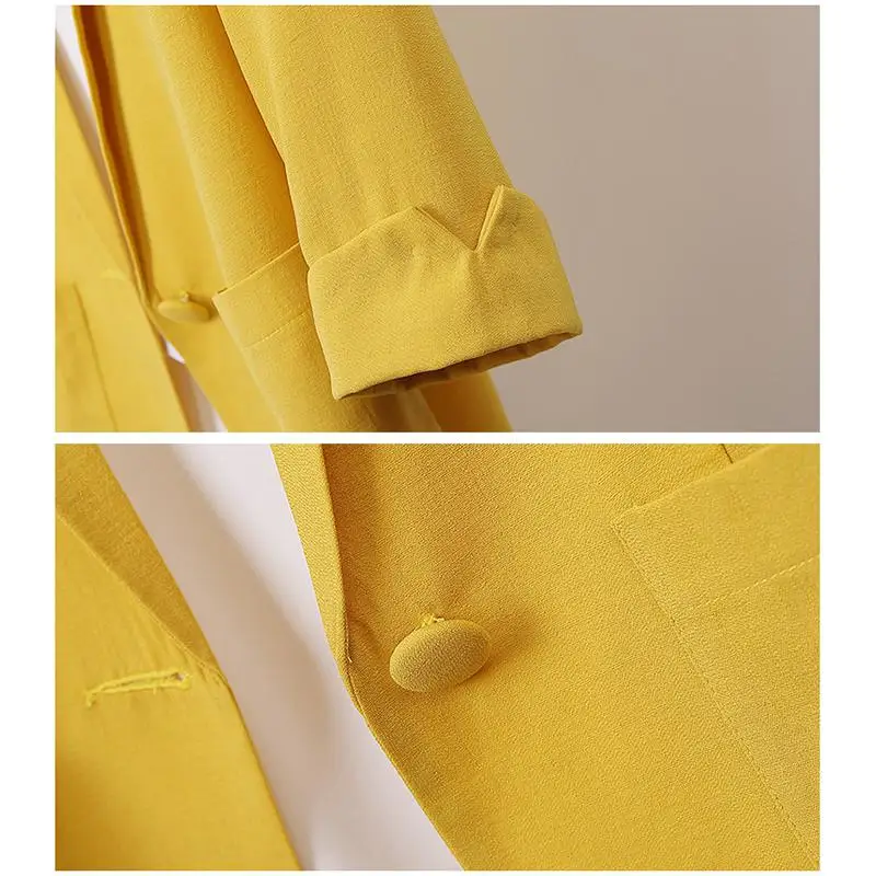 

QW Women Blazers Solid Color Summer Spring Coat Cotton Linen Medium Long Loose Suit Jacket Female Tops New Quick delivery