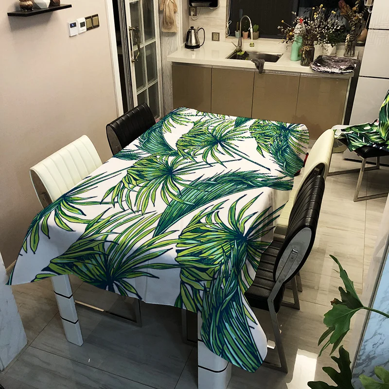 

Modern style printed household tablecloth plant pattern washable decorative household waterproof tablecloth