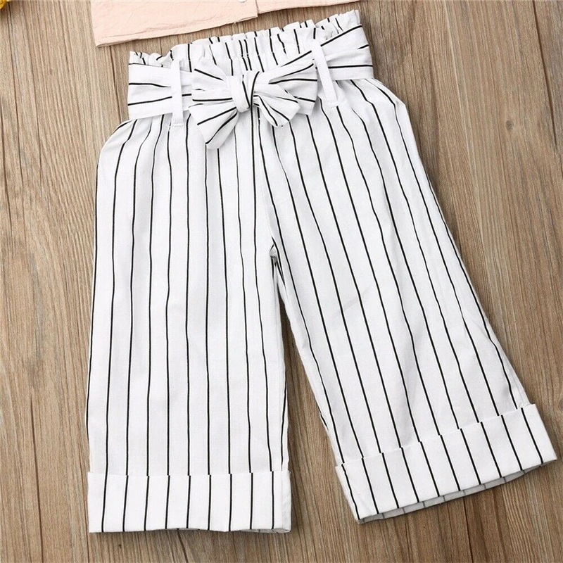 Новый летний комплект из двух предметов для маленьких девочек кроп-топ на