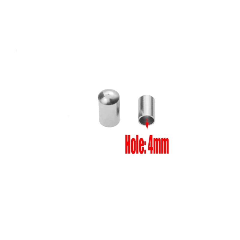 hole 4mm 30 шт. Нержавеющая сталь золотым шнуром с торцевыми крышками подходит 2/3/4/5 мм кожаные веревки "сделай сам" для изготовления ювелирных изделий, аксессуары для крепления поток обжимной вывод - Цвет: hole 4mm