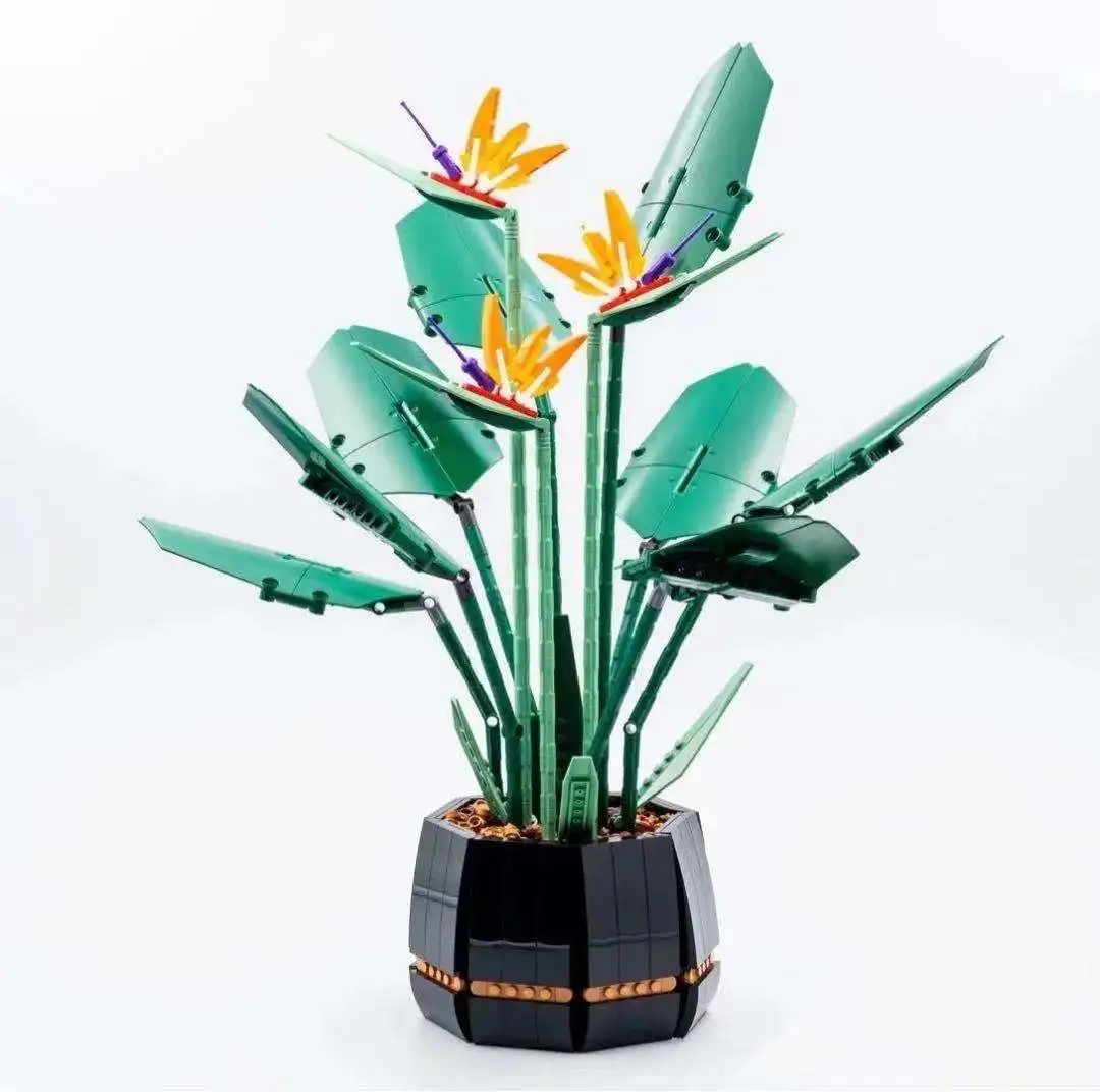 

MOC Creative New 1173pcs bird of paradise plant Building Blocks Flowers Tree Kit Assembly Diy Bricks Toys Gift 10298