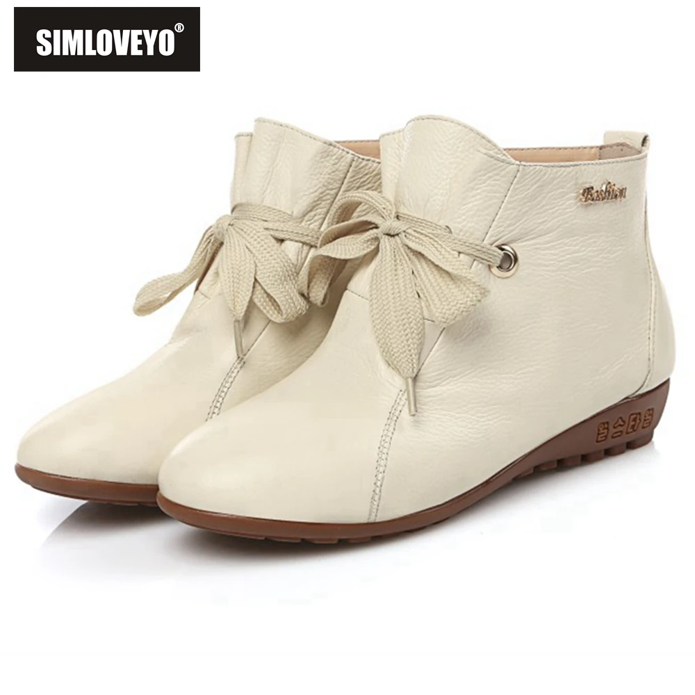 

SIMLOVEYO модные осенне-зимние женские ботинки из натуральной кожи на шнуровке мягкие Брендовые женские ботильоны челси на толстой подошве