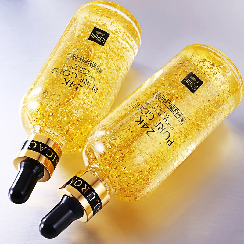 

24k Gold Hyaluronic Acid Face Serum Moisturize Shrink Pores Brighten Improve Fine Lines Lifting Firming Amide Face Essence Skin