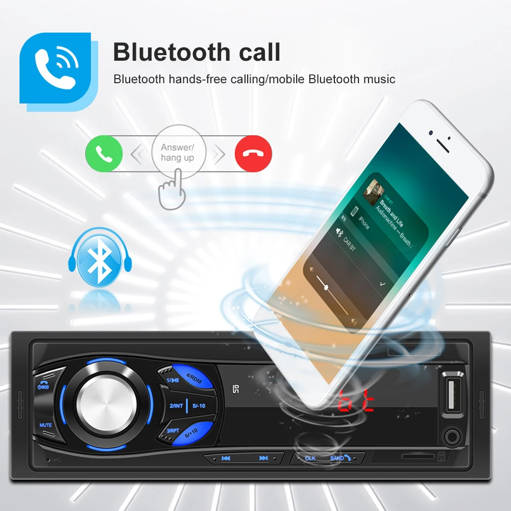 Автомобильное радио MP3 аудио 12 в Bluetooth-совместимый стереоплеер FM AUX/USB/TF In Dash