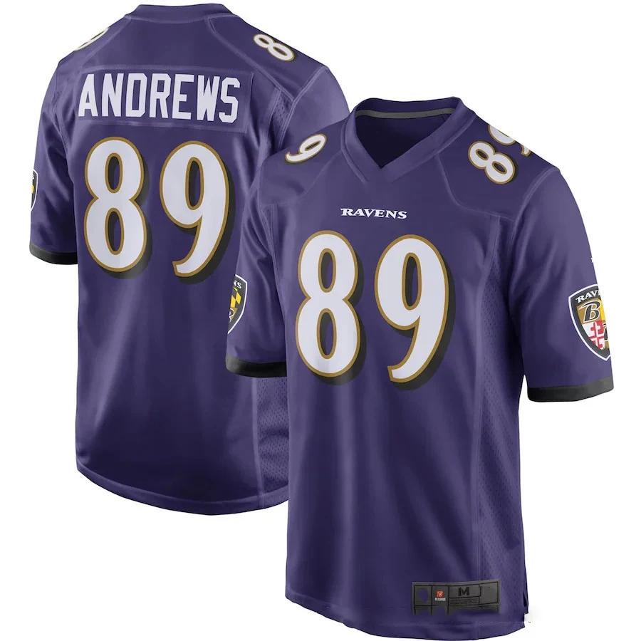 

Bilok Embroidery American Football Jersey 89# Mark Andrews Fans Wear Men Women Kid Youth Black Ravens Rugby Jersey