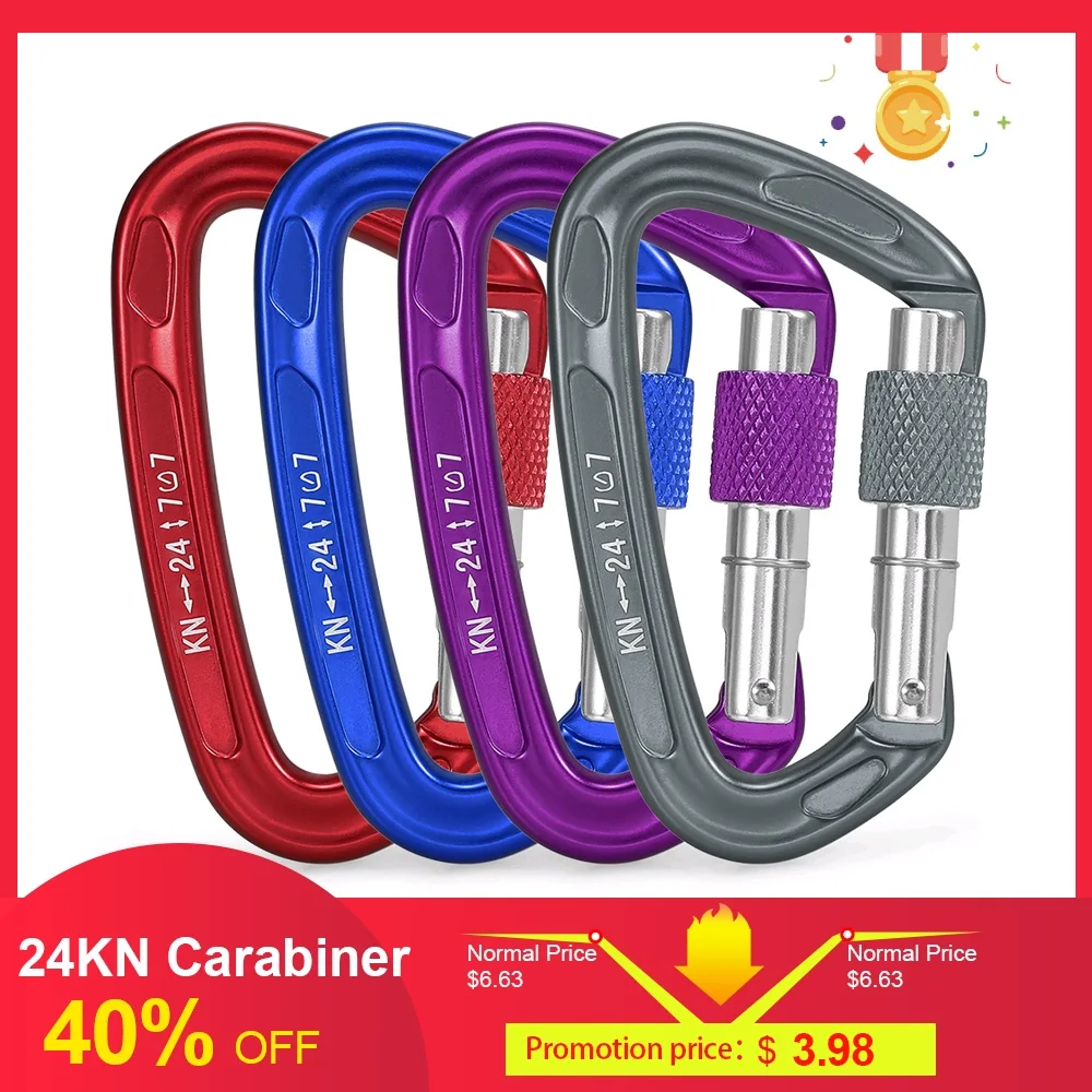 Винтовой карабин 24KN сверхмощный для рыбалки скалолазания D образное