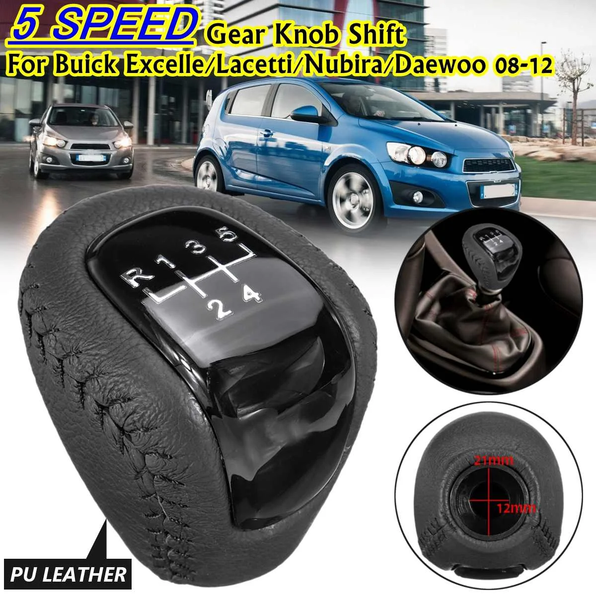 5 скоростей искусственная кожа для Buick Excelle Lacetti Nubira Daewoo 2008 2012 Chevrolet AVEO POMO 2009 2013