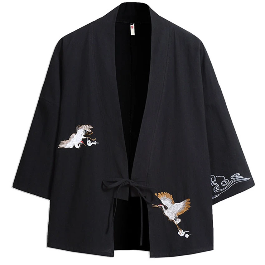 2020 Летнее льняное кимоно с принтом Краме японский самурай одежда Haori винтажный