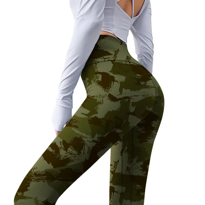 

[New] Peach Print Solid Color Laminated Leggings Women's Sports Fitness Leggings Sexy Hip Hop High Waist Yoga Pants