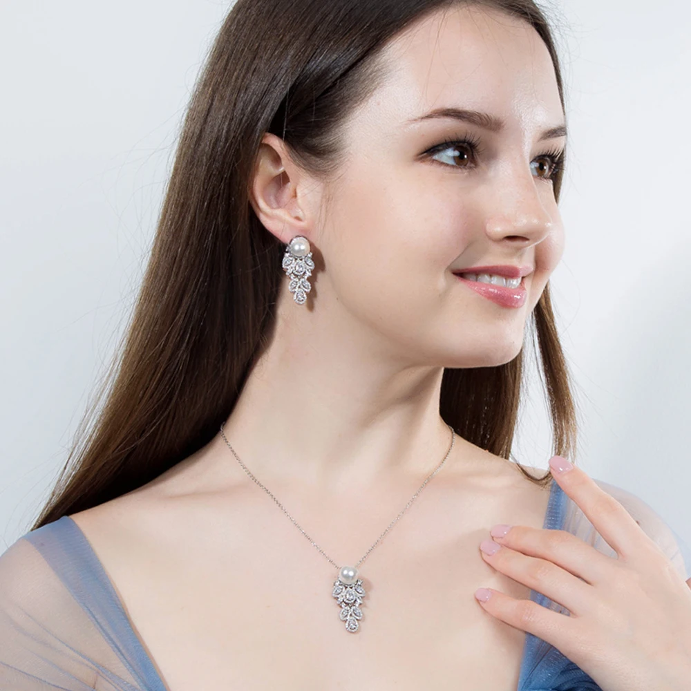 Женские серьги ThreeGraces модные дизайнерские с фианитом и жемчугом для свадебной