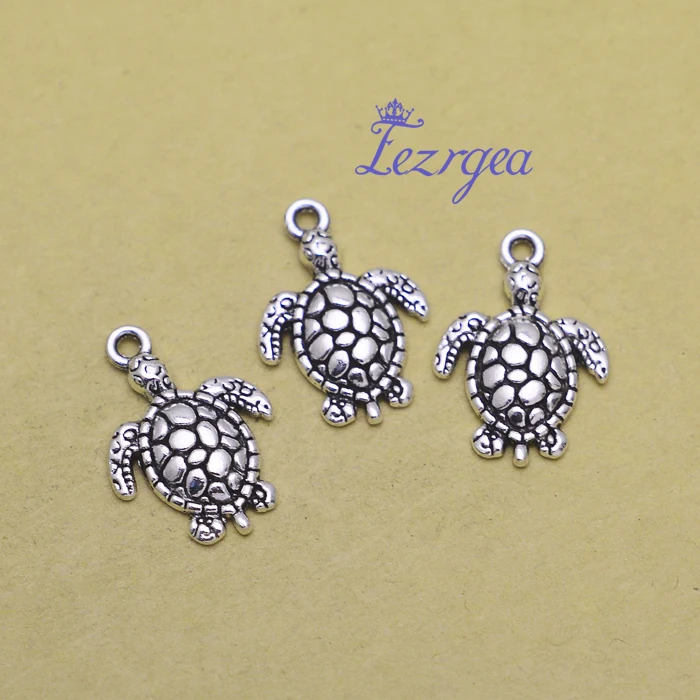 Подвески в виде черепахи 20 шт./лот-23x16 мм посеребренные подвески античном стиле с