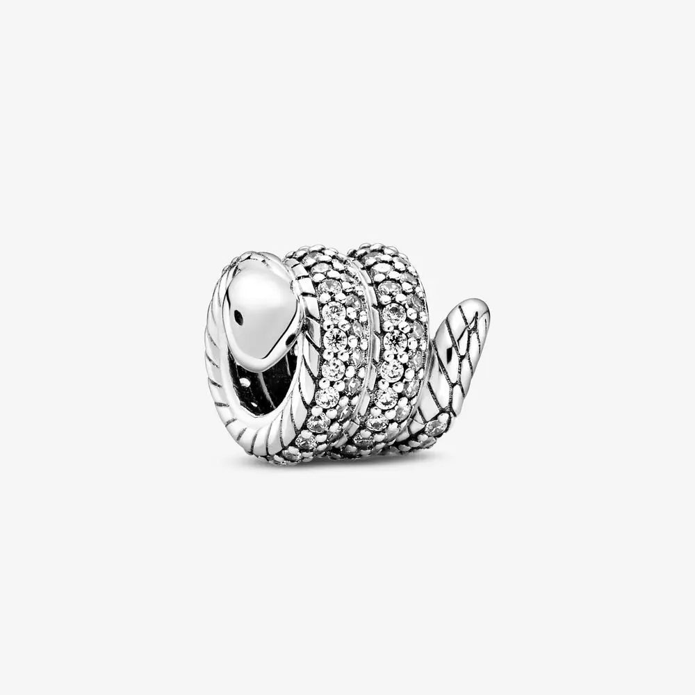 

New Original 925 Sterling Silver Bead Animal Sparkling Wrapped Snake Charm Fit Pandora Bracelet Necklace DIY Women Jewelry