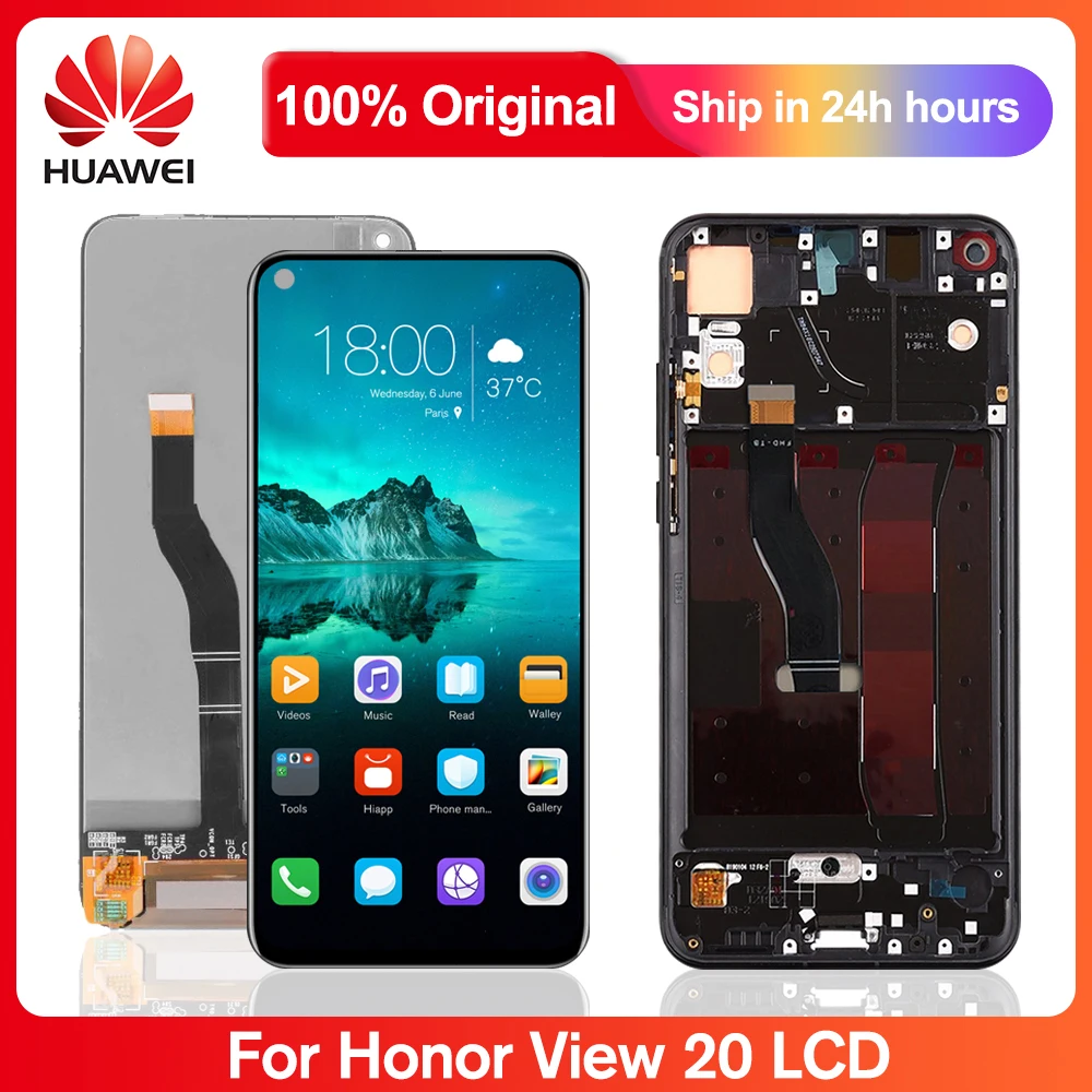 ЖК-дисплей 6 4 &quotдля Huawei Honor View 20 дисплей с сенсорным экраном и дигитайзером в