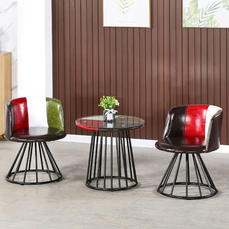 

Rotating Nordic Light Luxury Negotiation Tables and Chairs Balcony Tables and Chairs Combination Iron Tables and Chairs