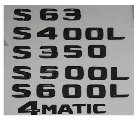 Глянец Черный багажник буквы номер Знак Эмблемы для Mercedes Benz S63 AMG S300 S400L S500L S600L S500 S550 4matic