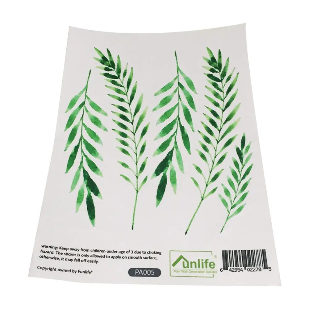 Домашняя тропическая Настенная Наклейка с зелеными листьями джунглей украшение