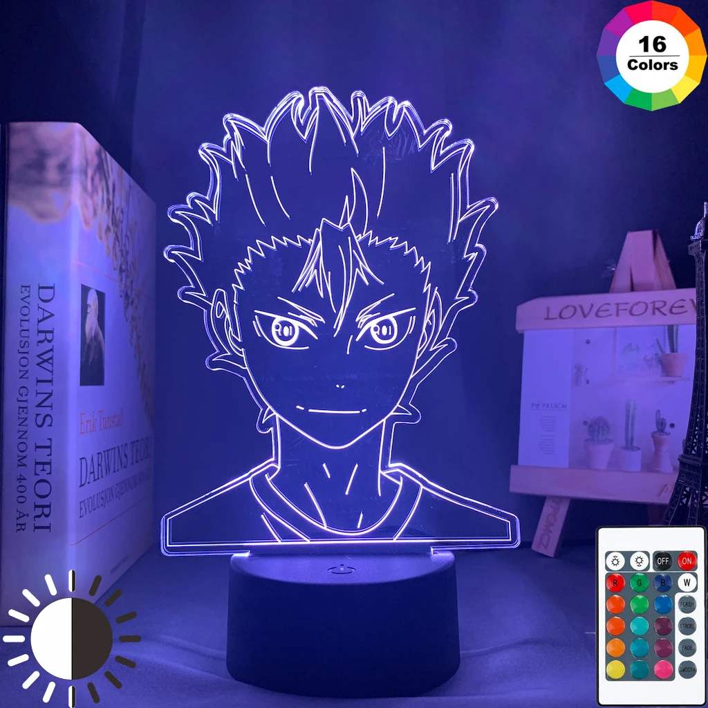 3d-лампа Аниме Haikyuu Nishinoya Yuu, фигурка для детей, декор для детской спальни, ночсветильник Rgb, цветной Настольный светодиодный ночсветильник, ма...