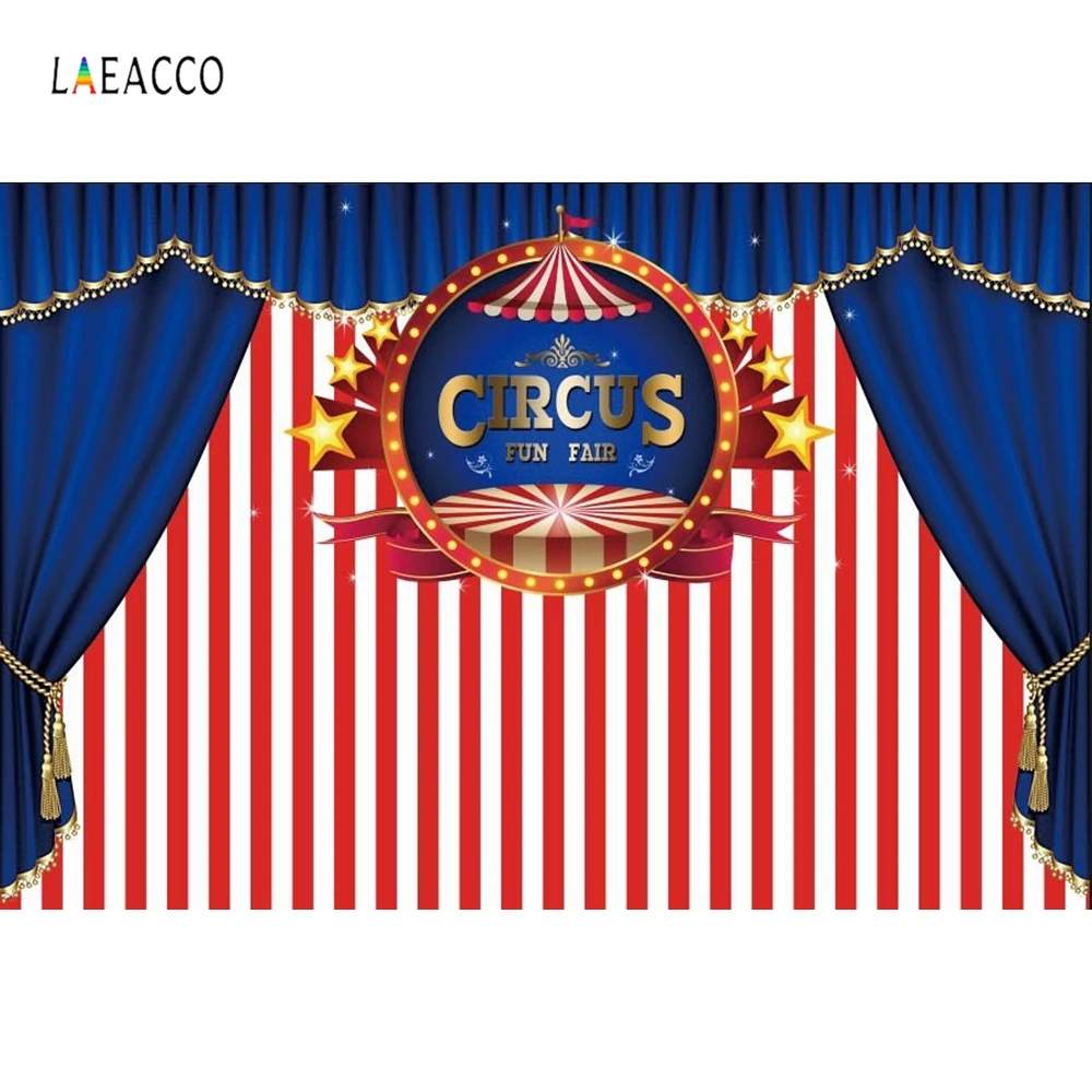 

Laeacco Circus Clown Stage Curtain Child Party Scene Photography Backgrounds Customized Photographic Backdrop For Photo Studio