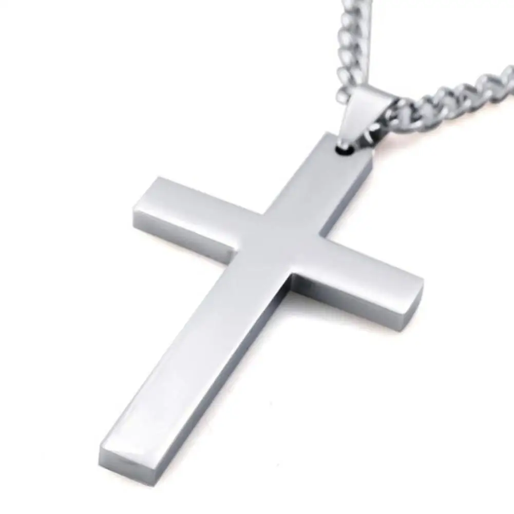 

WH New Punk Hiphop Glossy Cross Pendant Necklace Men Women Y2B3