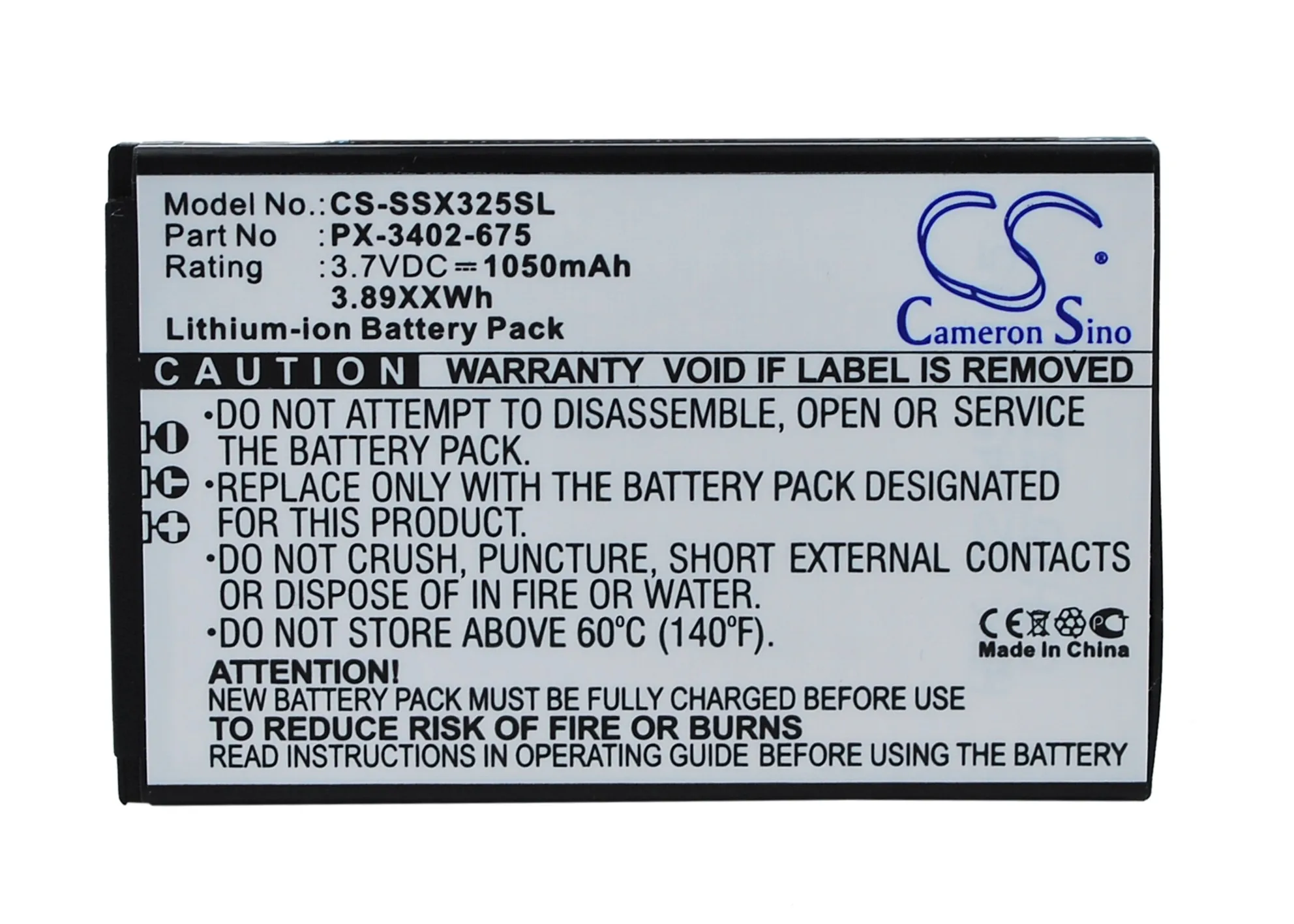 

CS 1050mAh / 3.89Wh battery for Simvalley SX-325 PX-3402, PX-3402-675, PX-3402-912