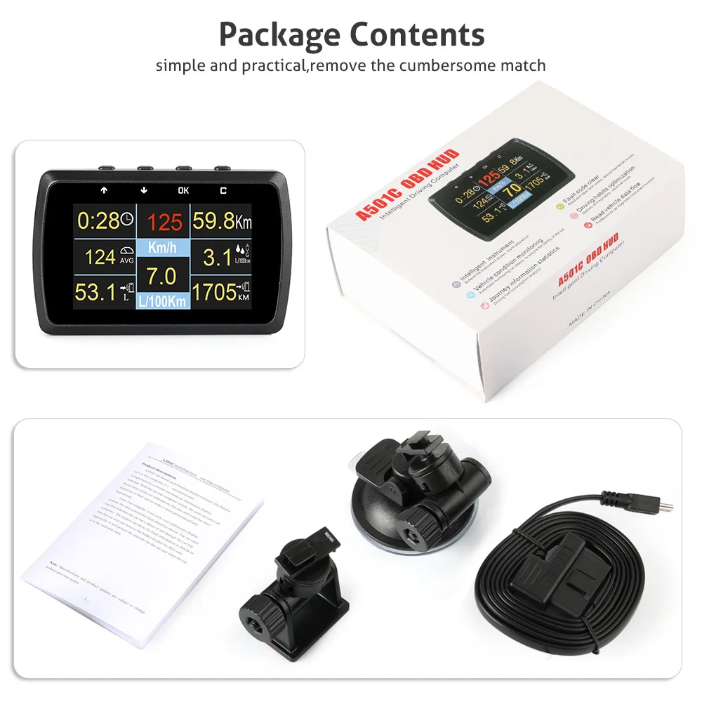 Ancel A501 Ancel A501 HUD Дисплей OBD2 бортовой компьютер для автомобиля расход топлива измеритель температуры Спидометр OBD2 HUD Дисплей - Цвет: Ancel A501