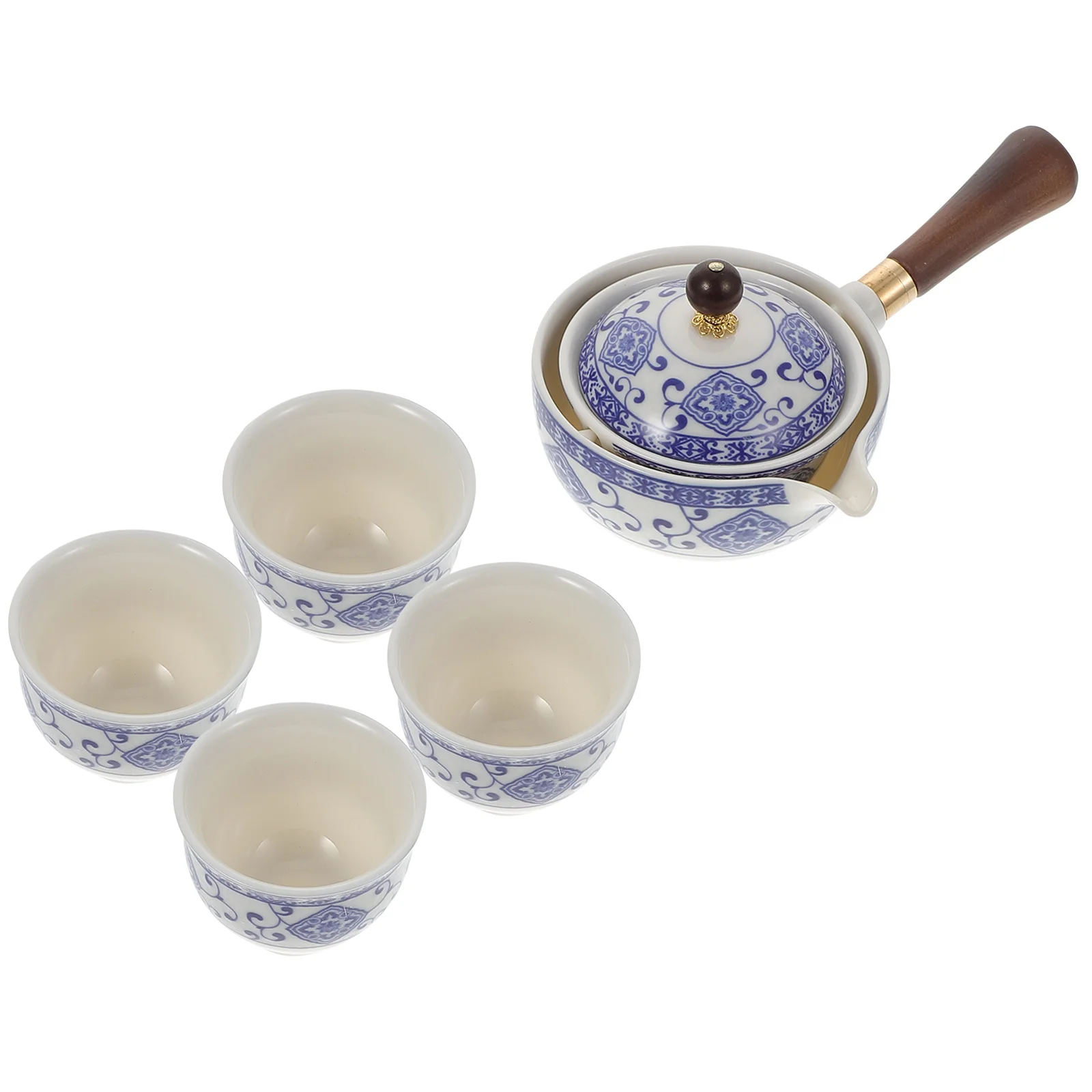 

1 Set Rotatory Teapot Ceramic Tea Kettle Side Handle Teapot Portable Tea Ware
