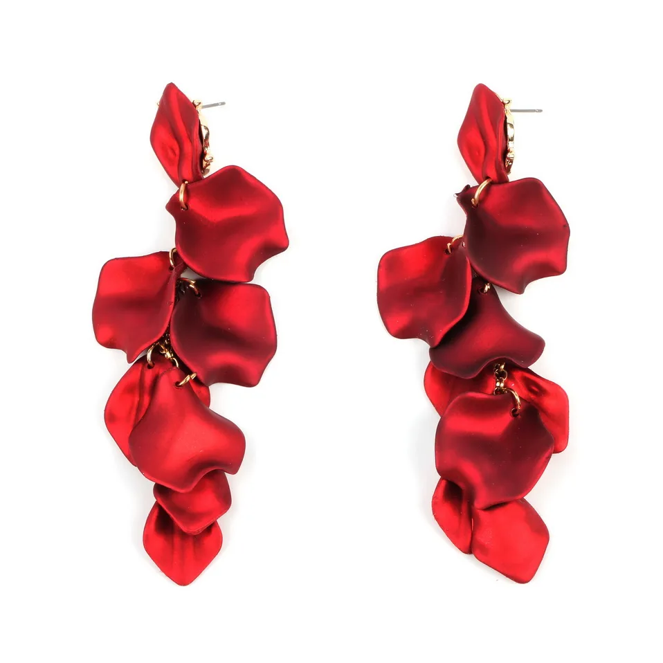 Florosy сексуальные красные розы цветок лист кулон заявление Висячие длинные серьги