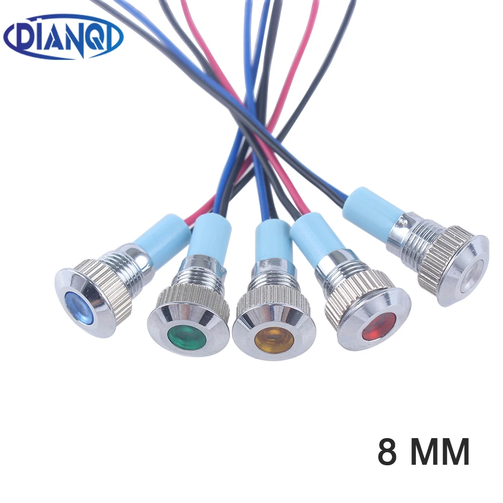 Светодиодный металлический индикатор светильник 8 мм Водонепроницаемая