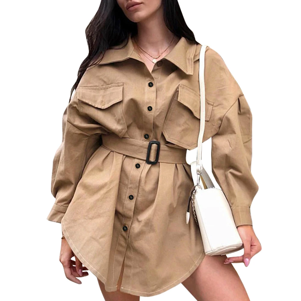 Moda Feminina 2019 Длинный рукав Стройное Регулируемая талия ветровка женская