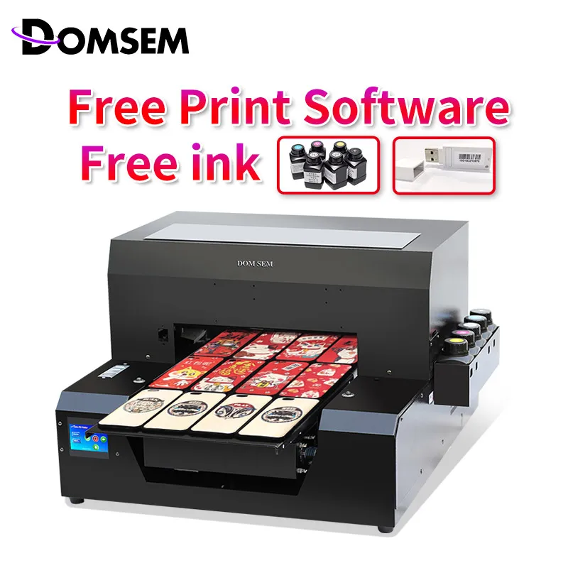 Мини УФ-принтер DOMSEM автоматический цветной планшетный принтер A3 с пластиковой