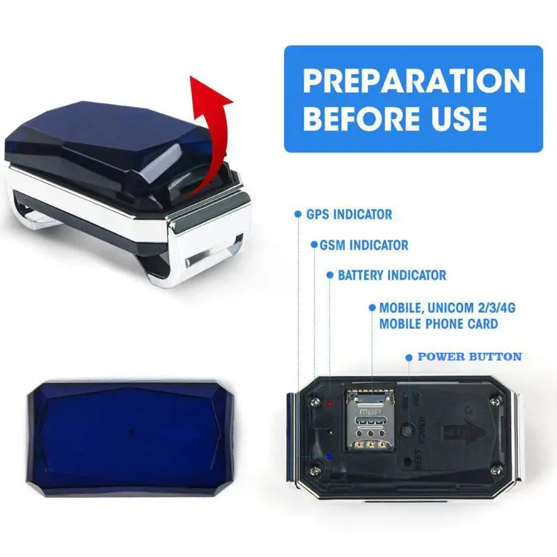 

1 Set IP67 Waterproof Pet Collar GSM AGPS Wifi LBS Mini Light GPS Tracker for Pets Tracking Locator