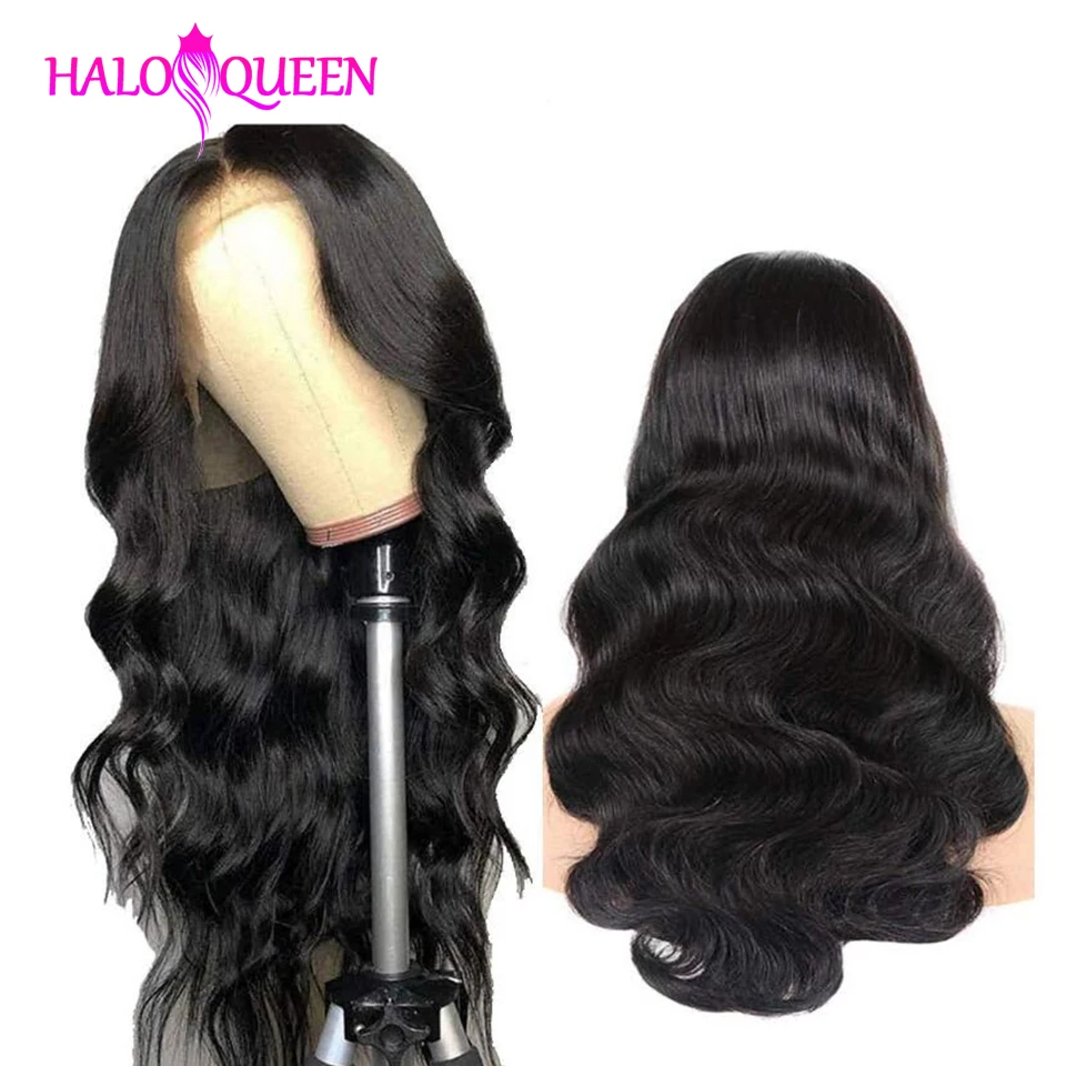 Парики HALOQUEEN 13X4 парики из человеческих волос на сетке перуанские Волнистые